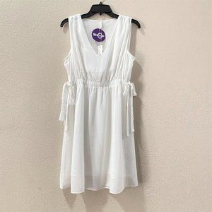 Glam Women's Sheer White Dress, Size M